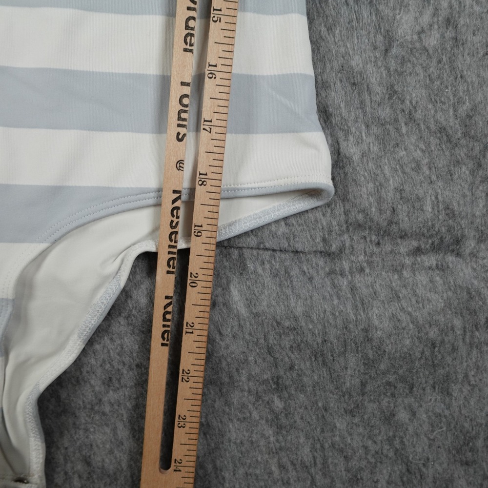 House of Harlow 1960 Bodysuit Women Medium White Blue Striped Sleeveless Stretch - Picture 9 of 11